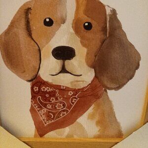 Beagle Dog with Bandana Framed Wall Art